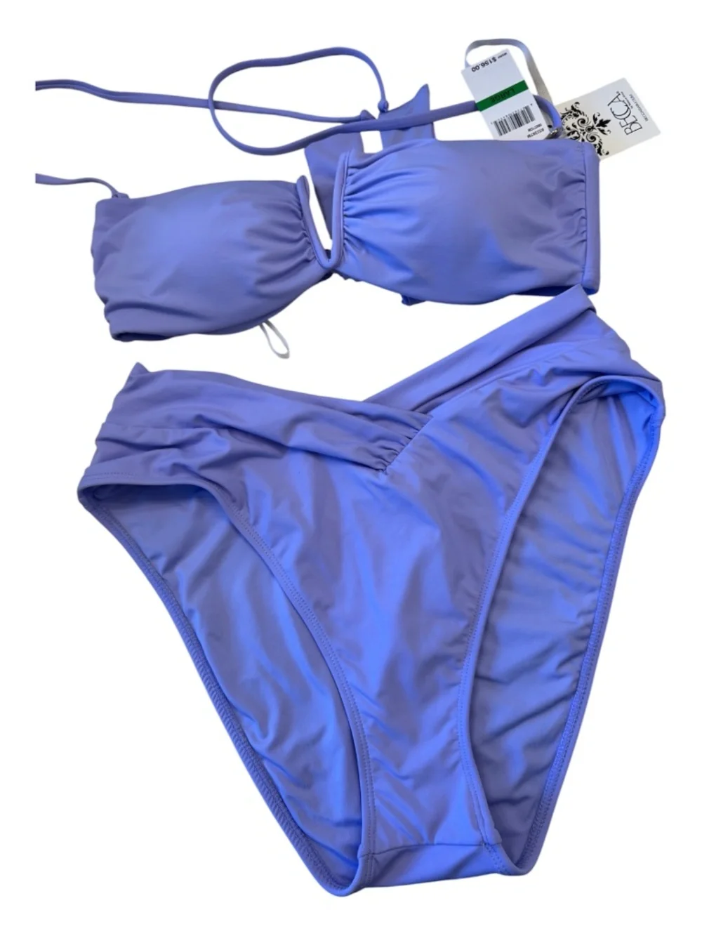 Becca Lavender Swimwear set butterfly top with high waisted bikini bottoms Large